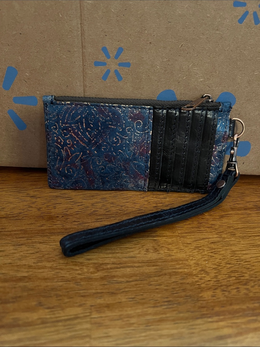 Patricia Nash Teal Patterned Wristlet Card Holder